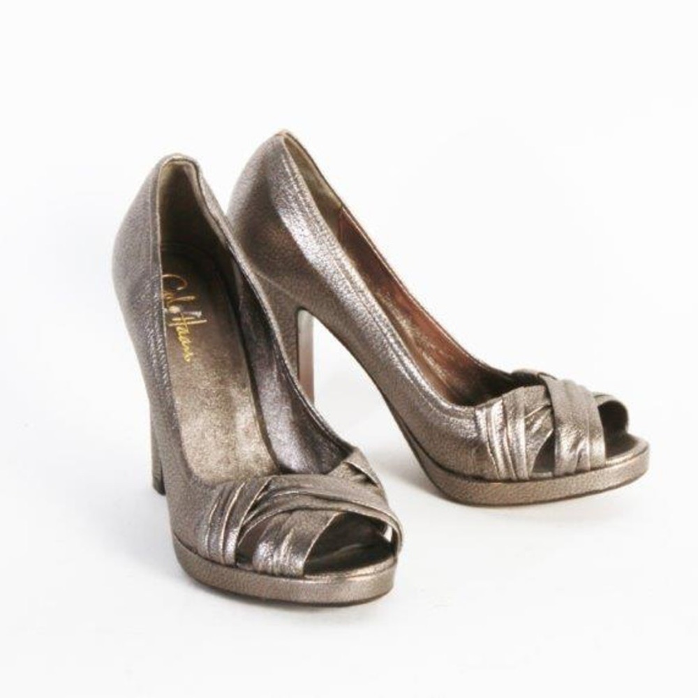 Cole Haan 8.5 peep toe silver heels